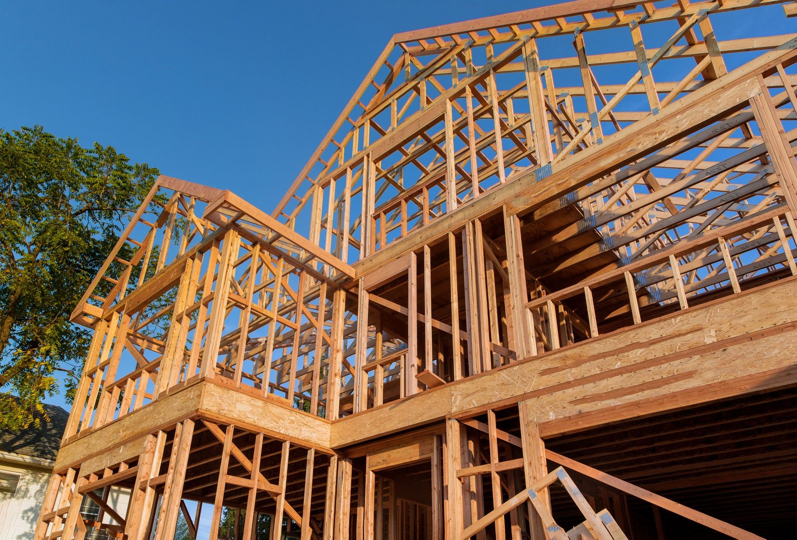 Wood frame construction in progress
