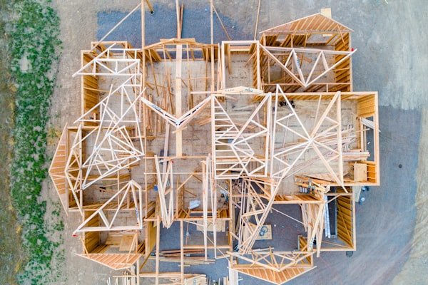 Wood frame stick framing construction
